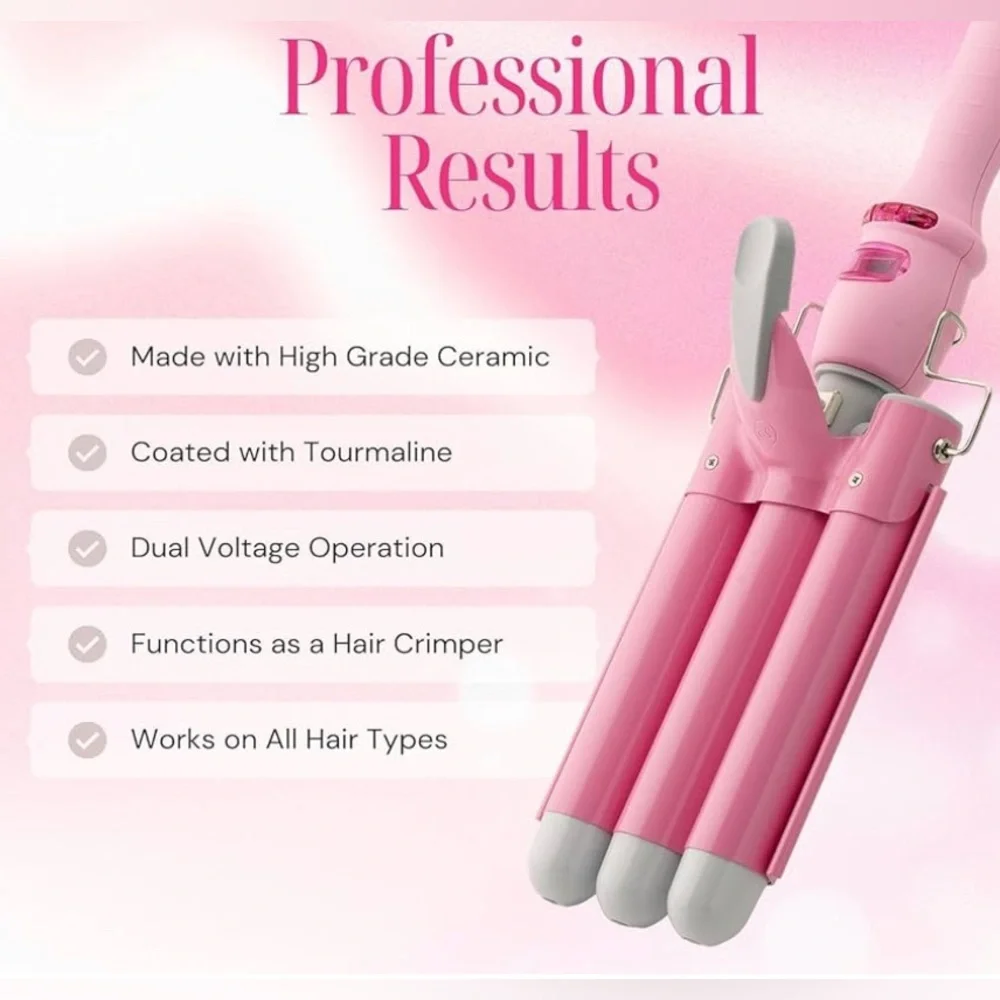NWOB 1” Triple Barrel Ceramic Tourmaline Hair Waver•360swivel•6ft cord - Picture 5 of 7